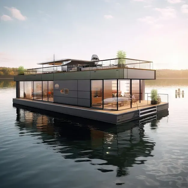 Casa flotante moderna de Søren Hvalsøe Garde en Copenhague