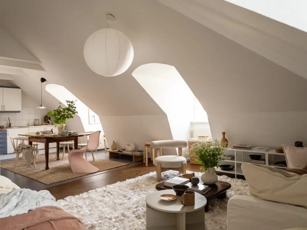 decoración nórdica en pisos pequeños: ático sueco de 40 m²